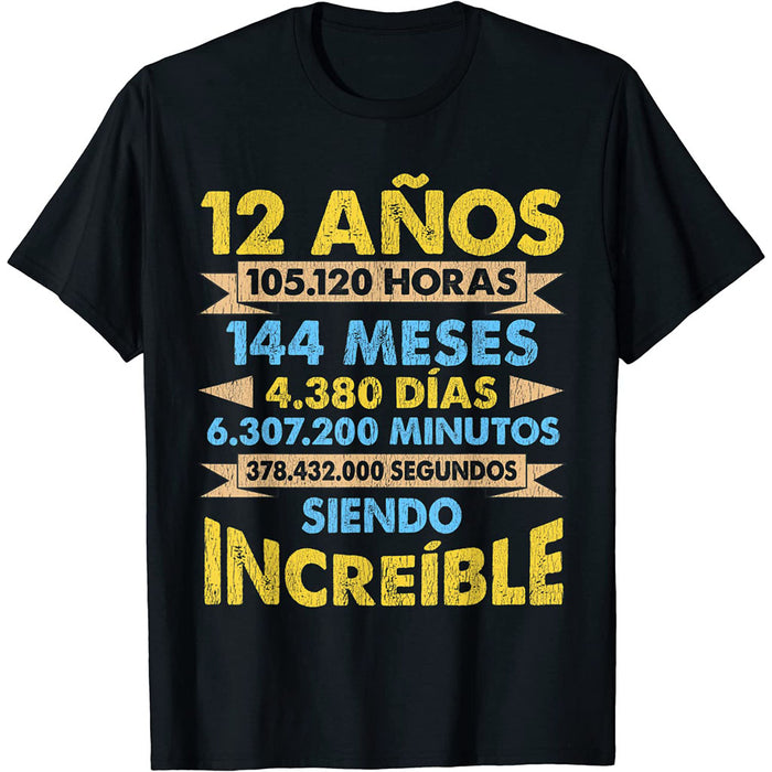 Camiseta Niños Cumpleaños 12 Años Siendo Increíble Cifras —